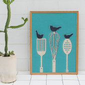 台所用品の鳥キッチンのテーマのポスター ポスター