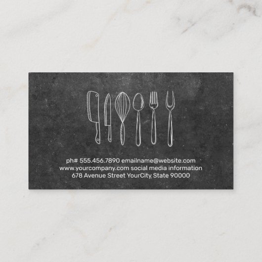 台所用品イラストレーション |石板背景 名刺 (裏面)