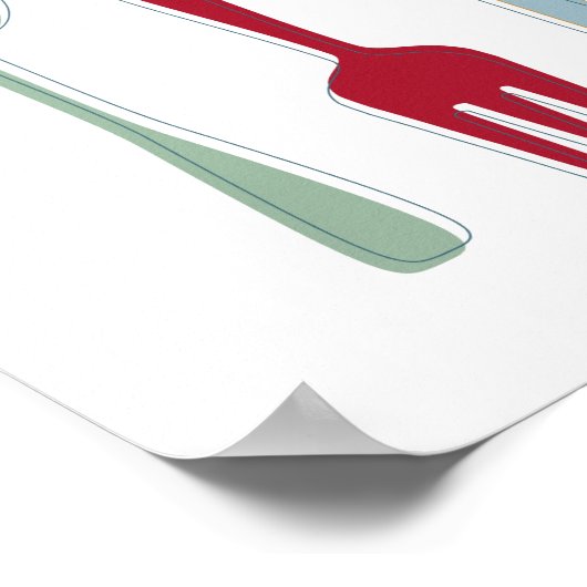 台所用品カラフルシルエット世紀中頃 ポスター (角)