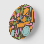 台所用品パターン3 ラウンド壁時計 (傾斜)