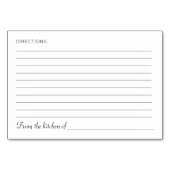 台所用品ブライダルシャワーレシピカード テーブルナンバー (裏面)