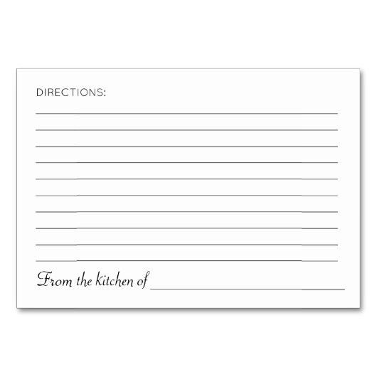 台所用品ブライダルシャワーレシピカード テーブルナンバー (裏面)