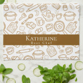 台所用品ホワイトブラウンキッチンタオル キッチンタオル (折り畳み)