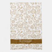 台所用品ホワイトブラウンキッチンタオル キッチンタオル (縦)