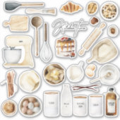 台所用品料理レシピ本素材 シール (正面)