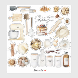 台所用品料理レシピ本素材 シール