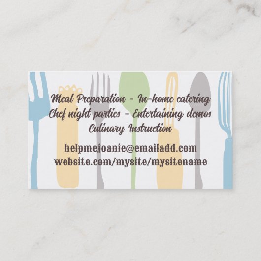 台所用品料理級シェフケータリング 名刺 (裏面)