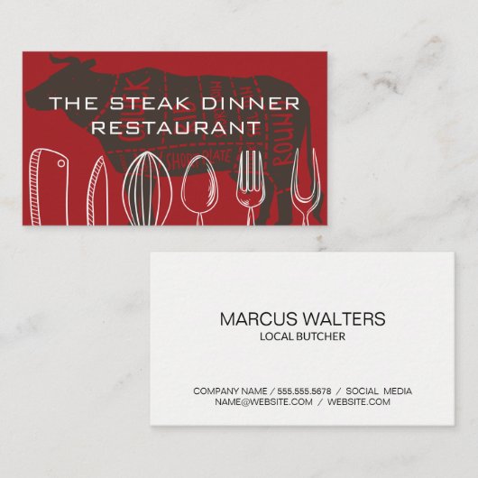 台所用品 | ステーキハウス 名刺 (正面/裏面)