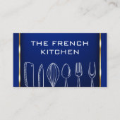 台所用品 |金ゴールドの背景(青) 名刺 (正面)