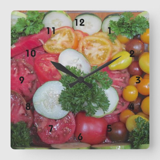台所用野菜の時計 スクエア壁時計 (正面)