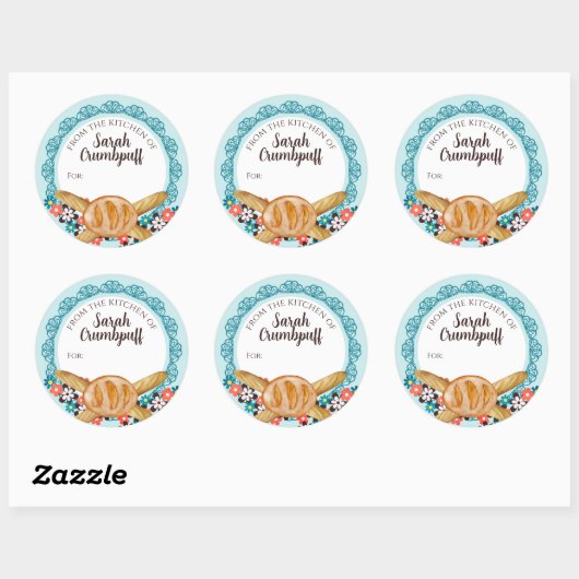 台所素朴からパンを出すパーソナライズされた ラウンドシール (シート)