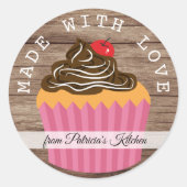 台所素朴で作られた愛で作られた木材 ラウンドシール (正面)