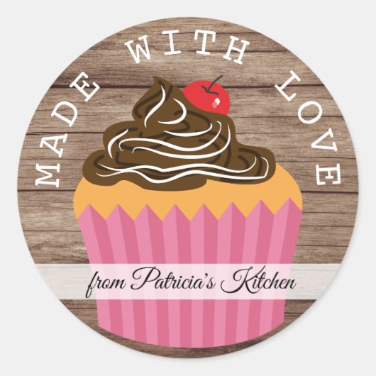 台所素朴で作られた愛で作られた木材 ラウンドシール (正面)