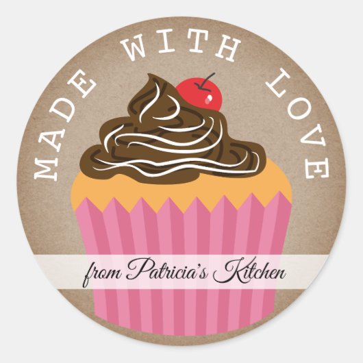 台所素朴で愛で作られたクラフト ラウンドシール (正面)