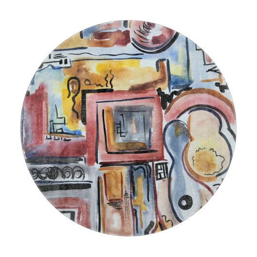 台所芸術で歌絵を描うこモダンと カッティングボード (正面)