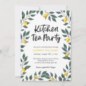 台所茶パーティの招待状のレモンの木の葉 招待状 (正面)