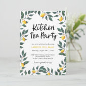 台所茶パーティの招待状のレモンの木の葉 招待状 (スタンド正面)