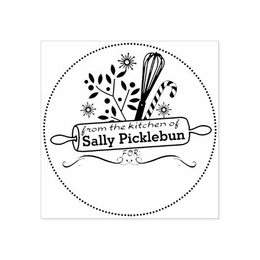 台所転がのクリスマス料理のピン ラバースタンプ (インプリント)