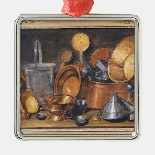 台所道具が付いている静物画 メタルオーナメント (正面)