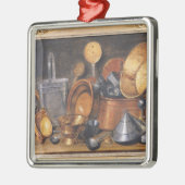 台所道具が付いている静物画 メタルオーナメント (左)