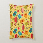 台所道具のカラフルなパターン アクセントクッション (正面(垂直))