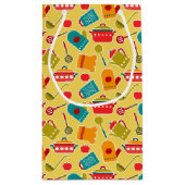 台所道具のカラフルなパターン スモールペーパーバッグ (裏面)