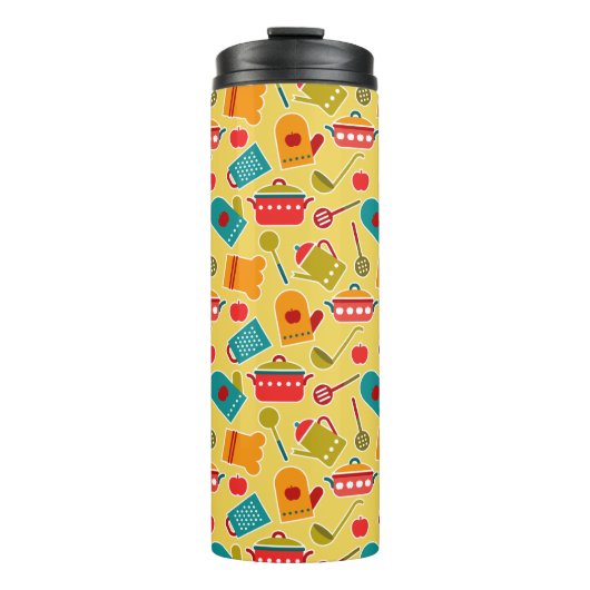 台所道具のカラフルなパターン タンブラー (正面)