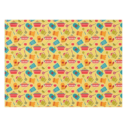 台所道具のカラフルなパターン テーブルクロス (正面(横))