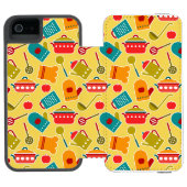 台所道具のカラフルなパターン INCIPIO iPhoneウォレットケース (フォリオ Open)