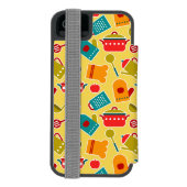 台所道具のカラフルなパターン INCIPIO iPhoneウォレットケース (フォリオ裏面)