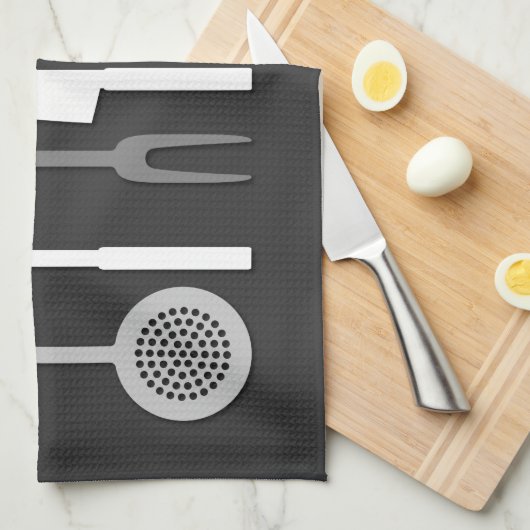 台所道具は白黒IIのシルエットを描きます キッチンタオル (四つ折り)