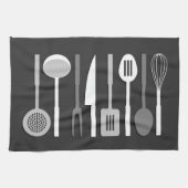 台所道具は白黒IIのシルエットを描きます キッチンタオル (横)