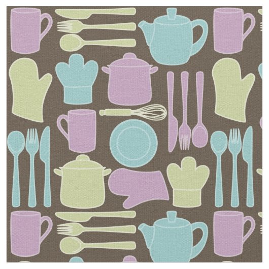 台所道具パターン2 ファブリック (クローズアップ)
