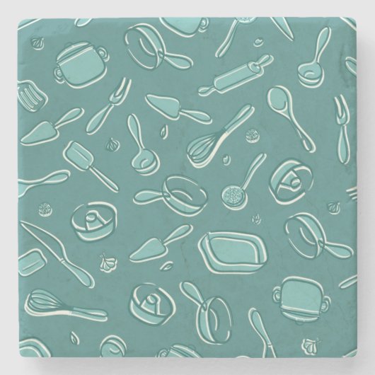 台所道具パターン ストーンコースター (正面)