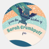 台所飛んでいるから天使ストーブのクリスマス ラウンドシール (正面)