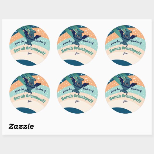 台所飛んでいるから天使ストーブのクリスマス ラウンドシール (シート)