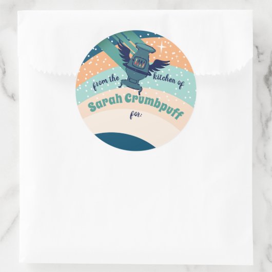 台所飛んでいるから天使ストーブのクリスマス ラウンドシール (バッグ)