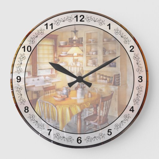 台所-典型的な農場の台所 ラージ壁時計 (正面)