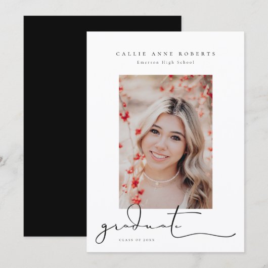 台本に沿ったスナップ写真 卒業発表 案内状 (正面/裏面)