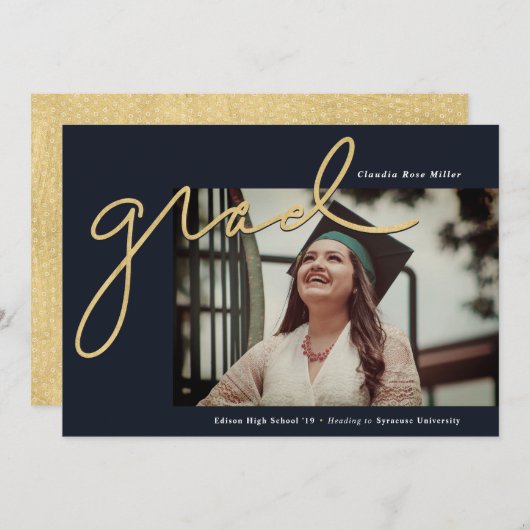 台本の大学院海軍と金ゴールド卒業 案内状 (正面/裏面)