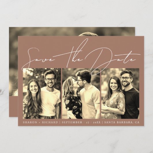 台本の書道3セピア写真コラージモカ セーブザデート (正面/裏面)