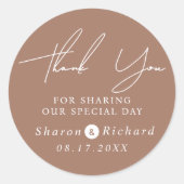 台本の書道mocha brown's 結婚 Thank You ラウンドシール (正面)