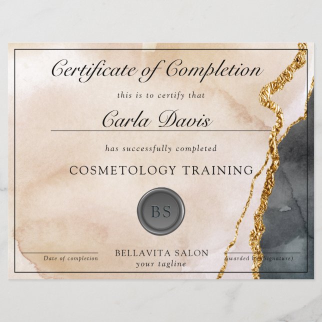 台本の水彩ピンクブラック金ゴールド大理石賞 (正面)