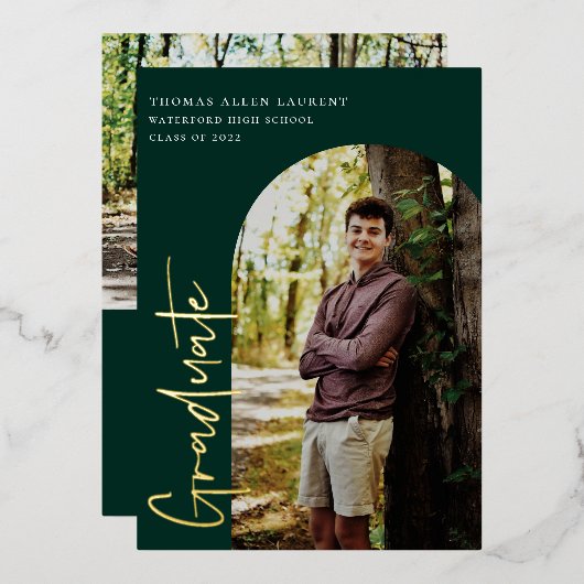 台本アーチフォト卒業フォイル招待状 箔招待状 (正面/裏面)