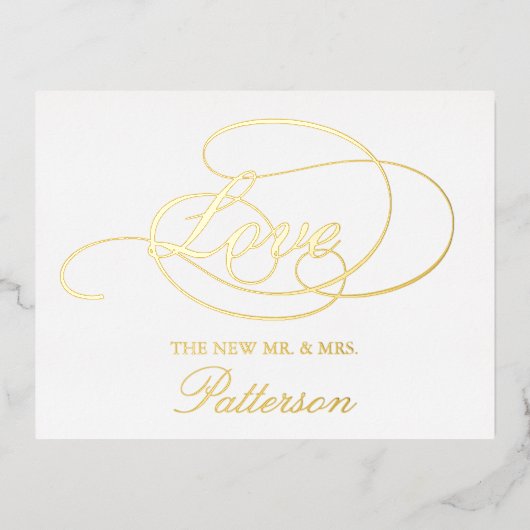 台本エレガントの「愛」が結婚感謝実在! 箔招待状ポストカード (正面)