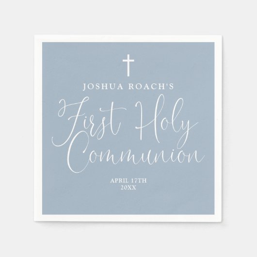 台本エレガントダスティブルーファースト聖餐式 スタンダードカクテルナプキン (正面)