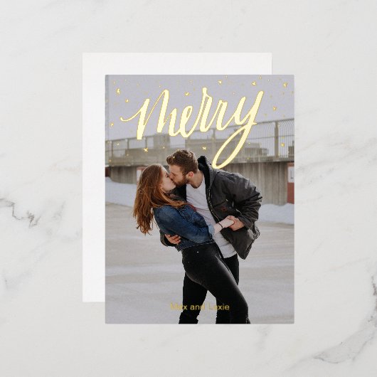 台本メリー金リース写真クリスマス 箔シーズンポストカード (正面/裏面)