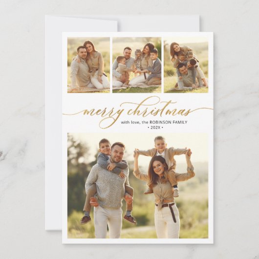 台本モダンの葉4写真の数々のクリスマス シーズンカード (正面)