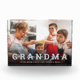 台本モダン「We Love You - Grandma」ガラス写真 フォトブロック