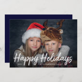 台本付きクリスマス |ネイビーブルー（写真付き） シーズンカード (正面/裏面)